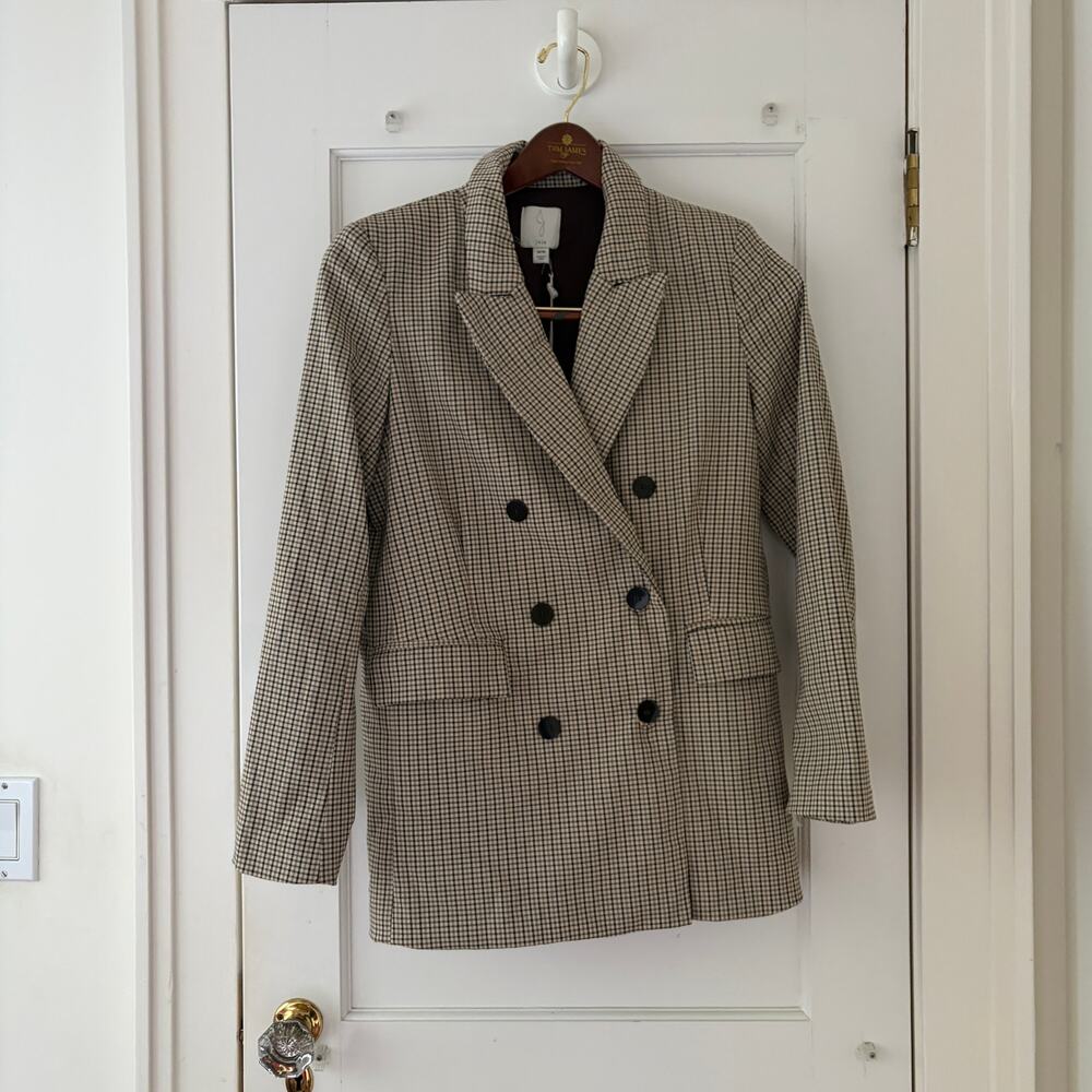 Joie houndstooth double-breasted Blazer Brown Size Medium - Picture 8 of 8